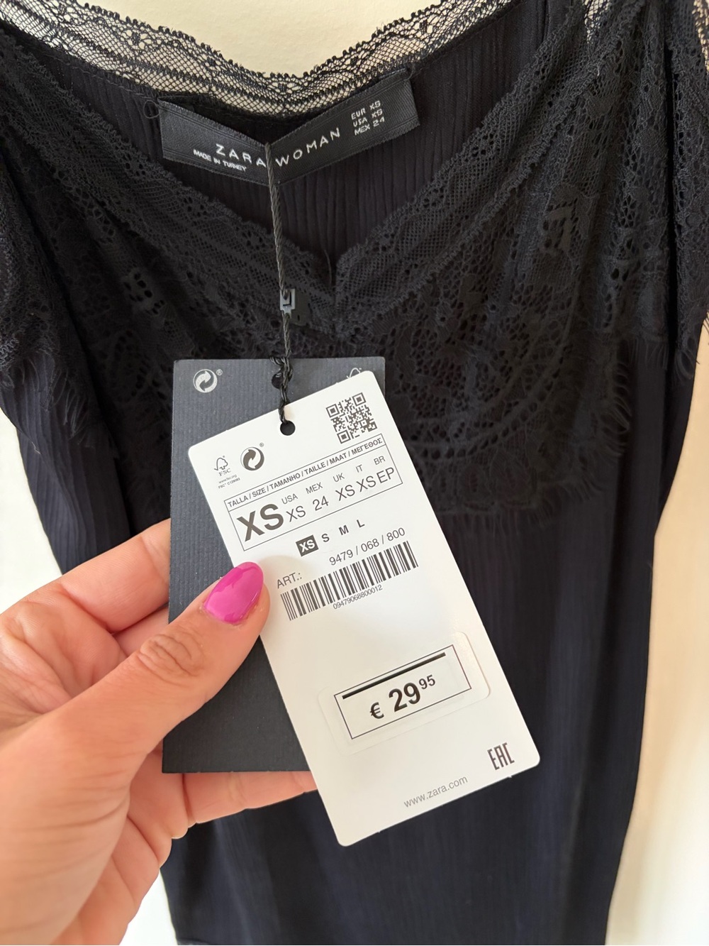 Zara Black Lace-Trim Slip Dress - Picture 6 of 6